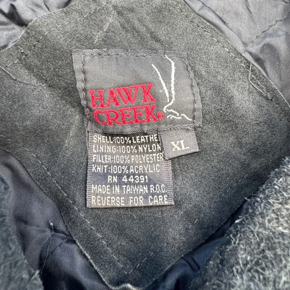 Hawk Creek Suede Bomber Jacket Mens XL Black  Zip Pockets‎ Collar Snap